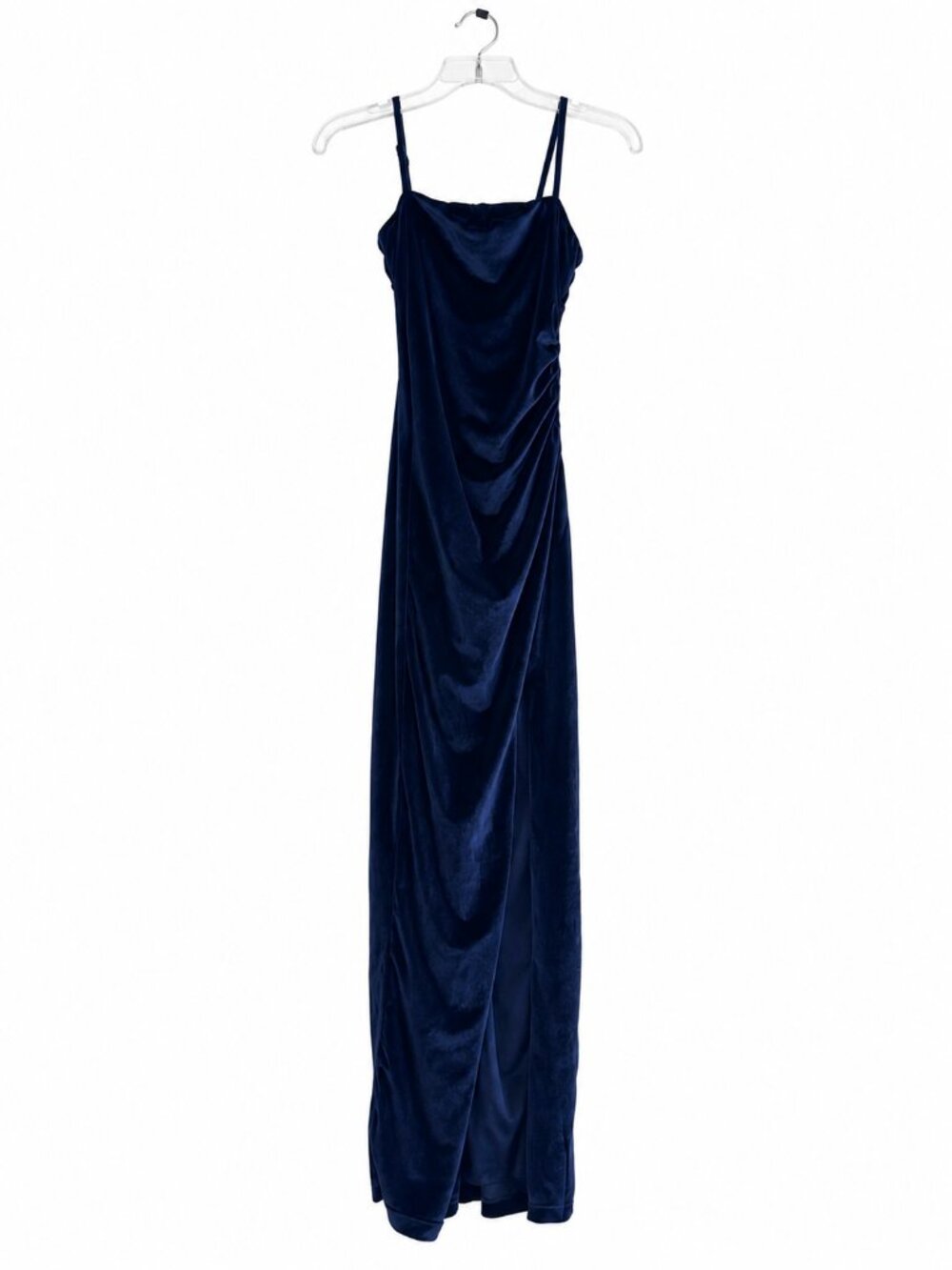 B. Darlin Navy Velvet Cowl Neck Homecoming Formal Maxi Dress Size 0